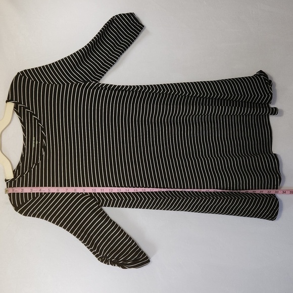 Garnet Hill Dress Tunic Striped 3/4 Sleeve Ruched Viscose Pullover Stretch Casua - Picture 13 of 13